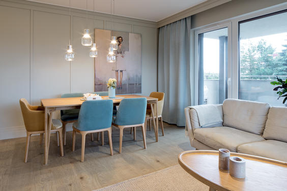 A cozy apartment highlighted by lighting on the outskirts of Opole