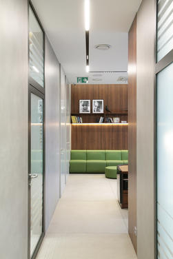 Modernist interior of a dental office