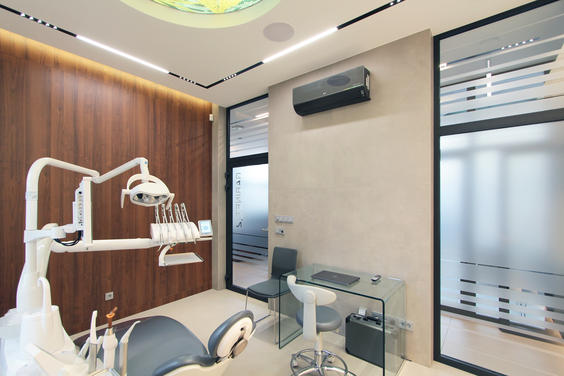 Modernist interior of a dental office